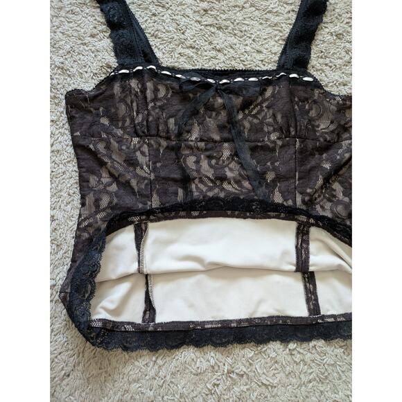 Y2K Doncaster Signature Corset Top Womens M Brown-Black Lace Grunge Whimsigoth - Picture 7 of 7